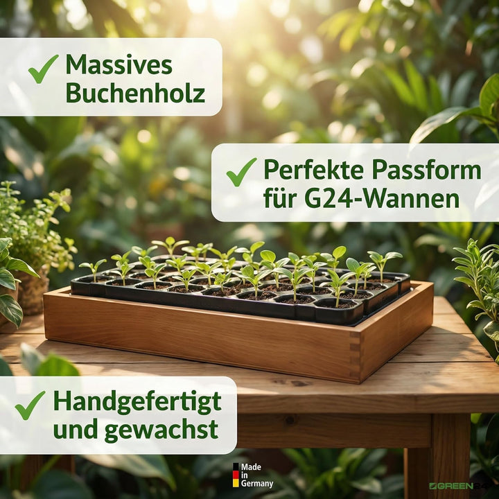 GREEN24 Gewächshaus Style-Box Beige GK5331H für Bewässerungswanne + Topfplatte - Birke Massivholz ge