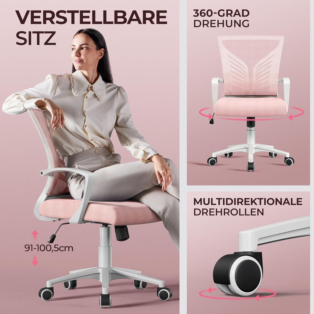 Yaheetech Bürostuhl Ergonomisch Schreibtischstuhl mit Schaukelfunktion Drehstuhl mit Gepolstertem Si