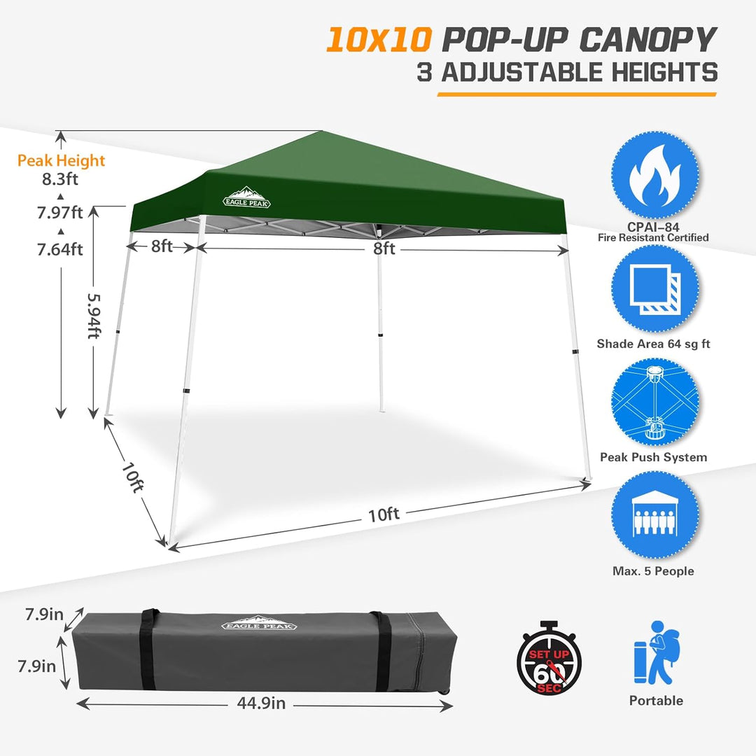 EAGLE PEAK 3x3m Schrägbein, Pop-Up-Überdachung, einfache Einrichtung für eine Person, sofortige Outd