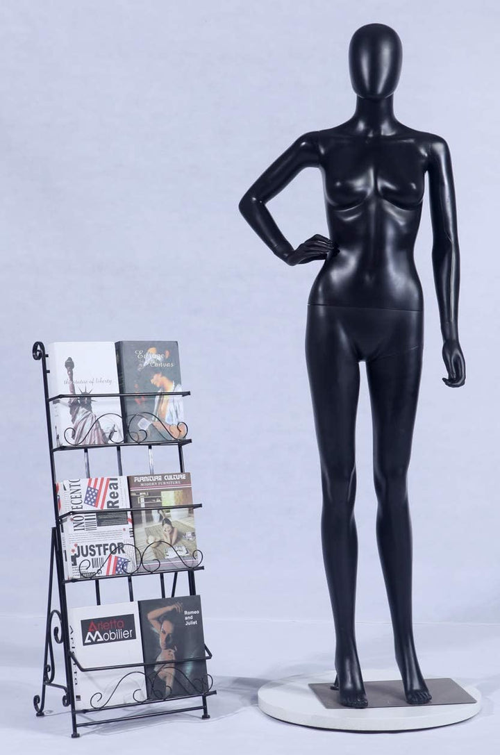 EurotonDisplay FC-11Black schwarz matt abstrakte Schaufensterpuppe mit Metallplatte Egghead ohne Ges