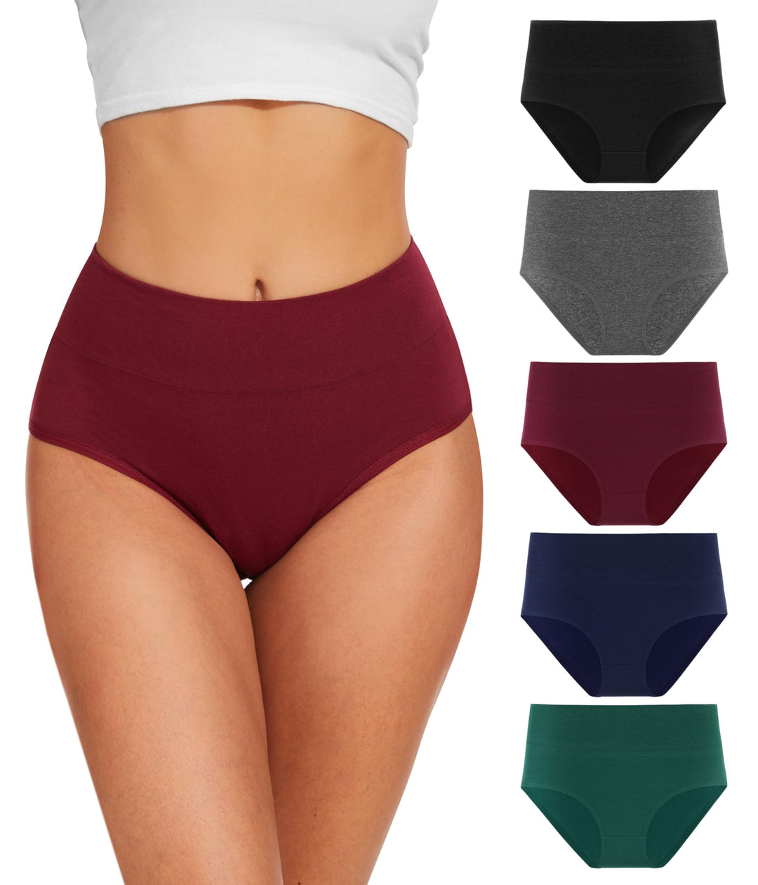 Unterhosen Damen 5er Pack, Baumwolle Hohe Taille Unterwäsche, Hipster Stretch Atmungsaktive Panties