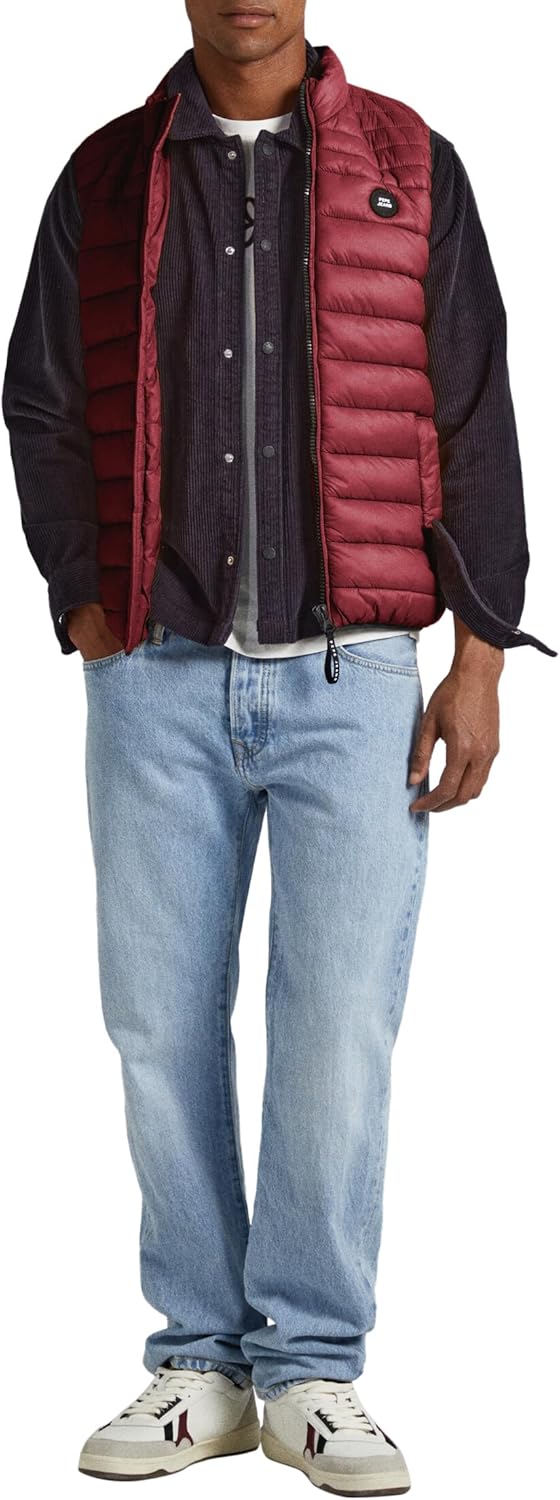 Pepe Jeans Herren Balle Gillet Puffer Weste L Rot (Burgundy), L Rot (Burgundy)