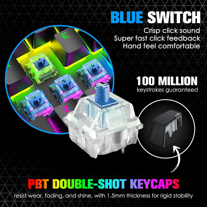 Kabelgebundenes mechanisches TKL-Gaming-Tastatur- und -Maus-Set mit 87 Tasten 3-in-1, mehrere RGB-LE
