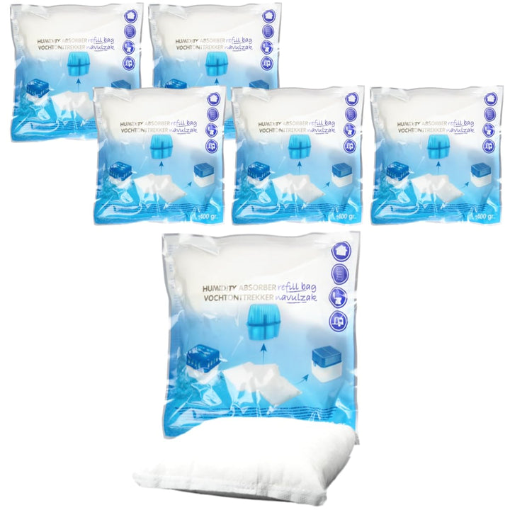 6x Luftentfeuchter Granulat 400g Nachfüllpack universal Feuchtigkeits-Stopper Beutel (6x Nachfüllpac