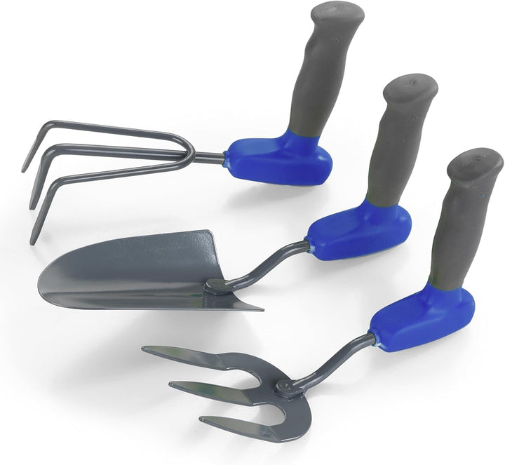 Maximex Ergonomisches Gartenset 3tlg., gelenkschonend, Gartenschaufel, Harke & Unkrautjäter Set