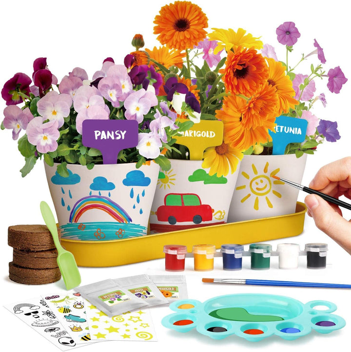 Malen Pflanzen Kinder, Blumen Bonsai Pflanzen Züchten, Gartenset für Mädchen und Jungen, Set Experim