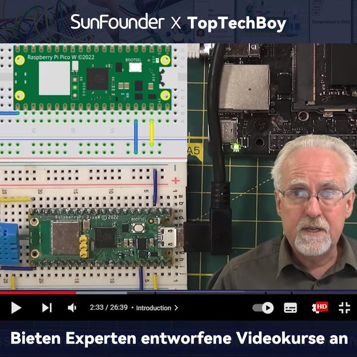 SUNFOUNDER Ultimate Starter Kit für Raspberry Pi Pico W mit Online-Tutorials, 454 Artikeln, 117 Proj