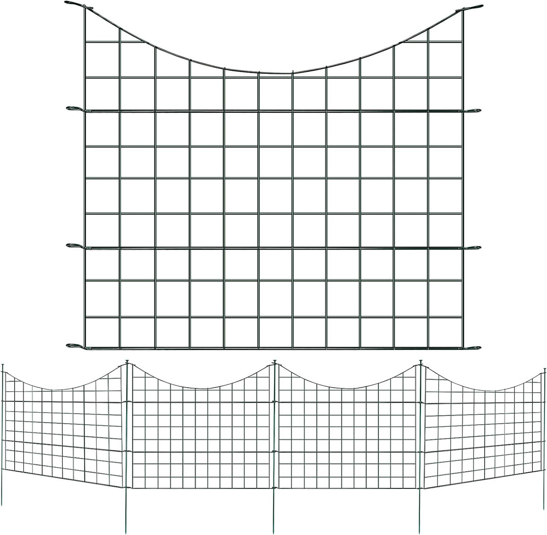 Ikodm Teichzaun Gartenzaun Komplettset - 5 Stück Teichzaun Steckzaun Metall 11 Zaunelemente - 5 Zaun