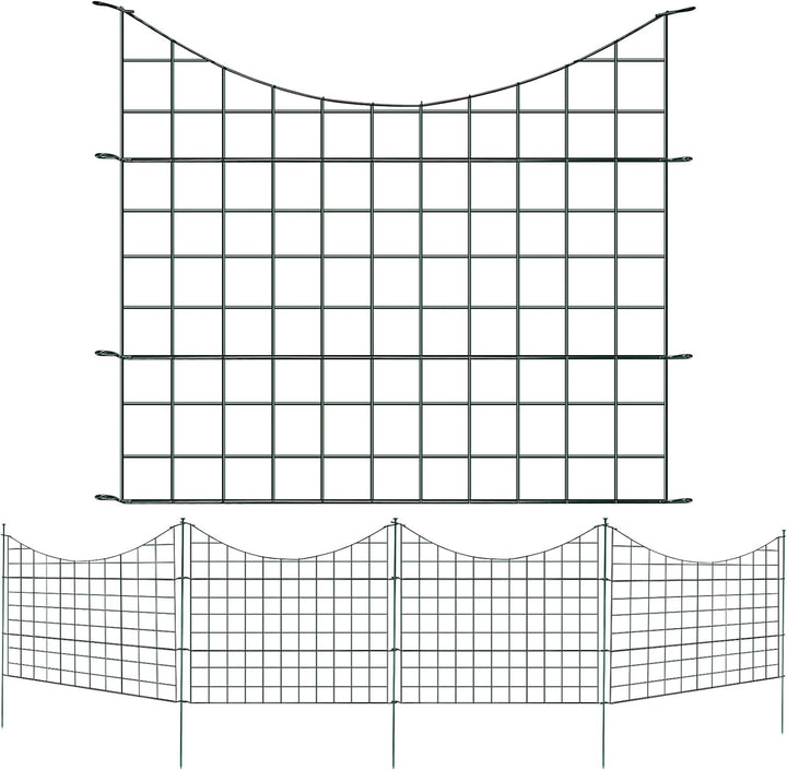 Ikodm Teichzaun Gartenzaun Komplettset - 5 Stück Teichzaun Steckzaun Metall 11 Zaunelemente - 5 Zaun