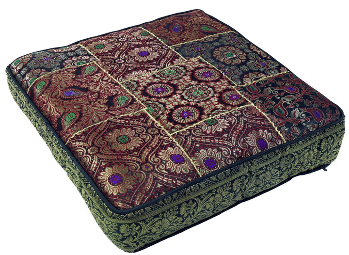 GURU SHOP Orientalisches Eckiges Patchwork Kissen 40 cm, Sitzkissen, Bodenkissen mit Baumwollfüllung