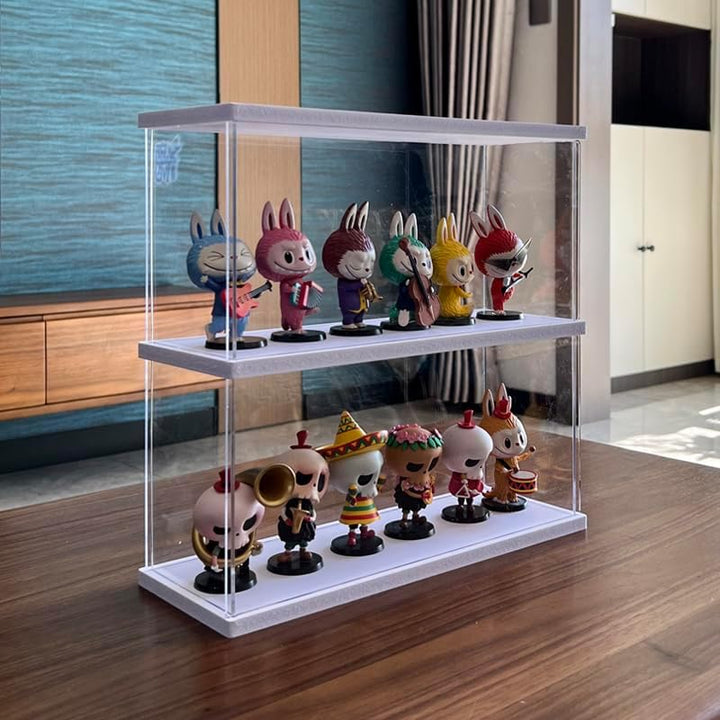 Joody Vitrine aus Acryl, 2 Ebenen, Plexiglas-Box, Vitrine mit Tür für Pop-Figur, Minifigur, Sammelsp