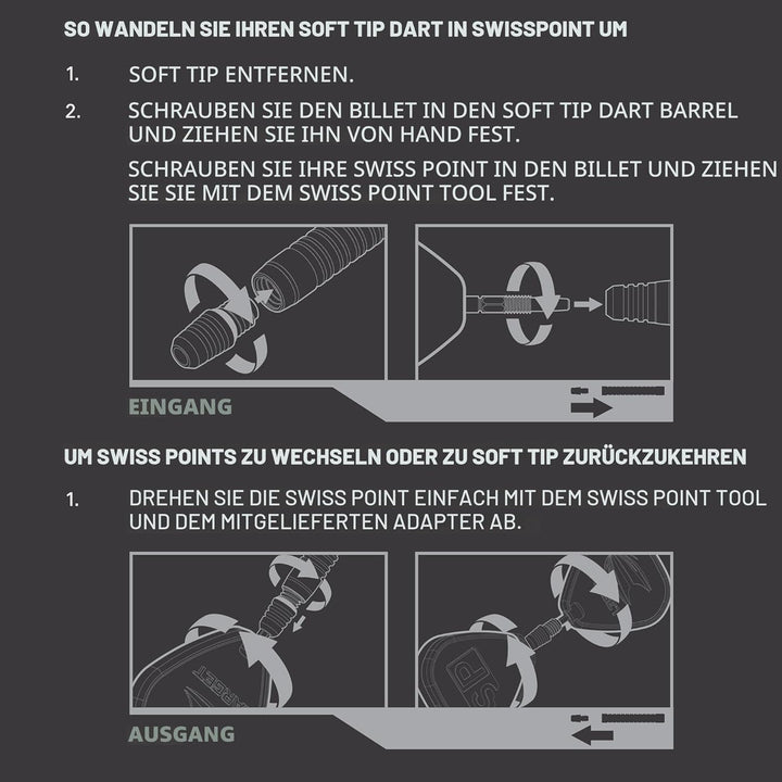 Target DartsSoft Tip zu Swiss Point Dart Konverter Set