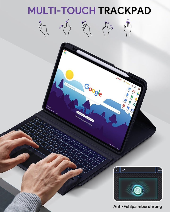 Doohoeek Schutzhülle mit Tastatur für iPad Air 13 2025(M3)/2024(M2), iPad Pro 12,9 Zoll 6./5./4./3.