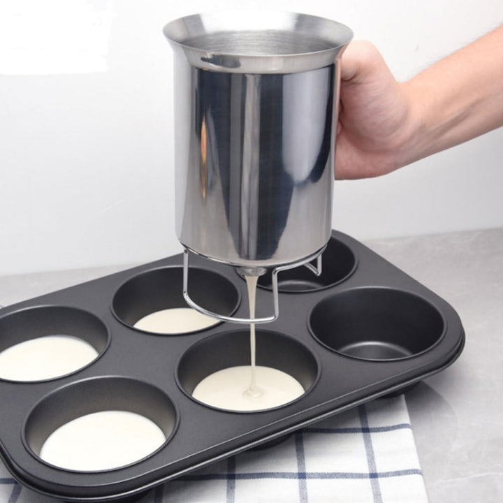 TOYANDONA Edelstahl Küchenutensil Teigspender mit Portionierfunktion Handlicher Trichter für Frühstü
