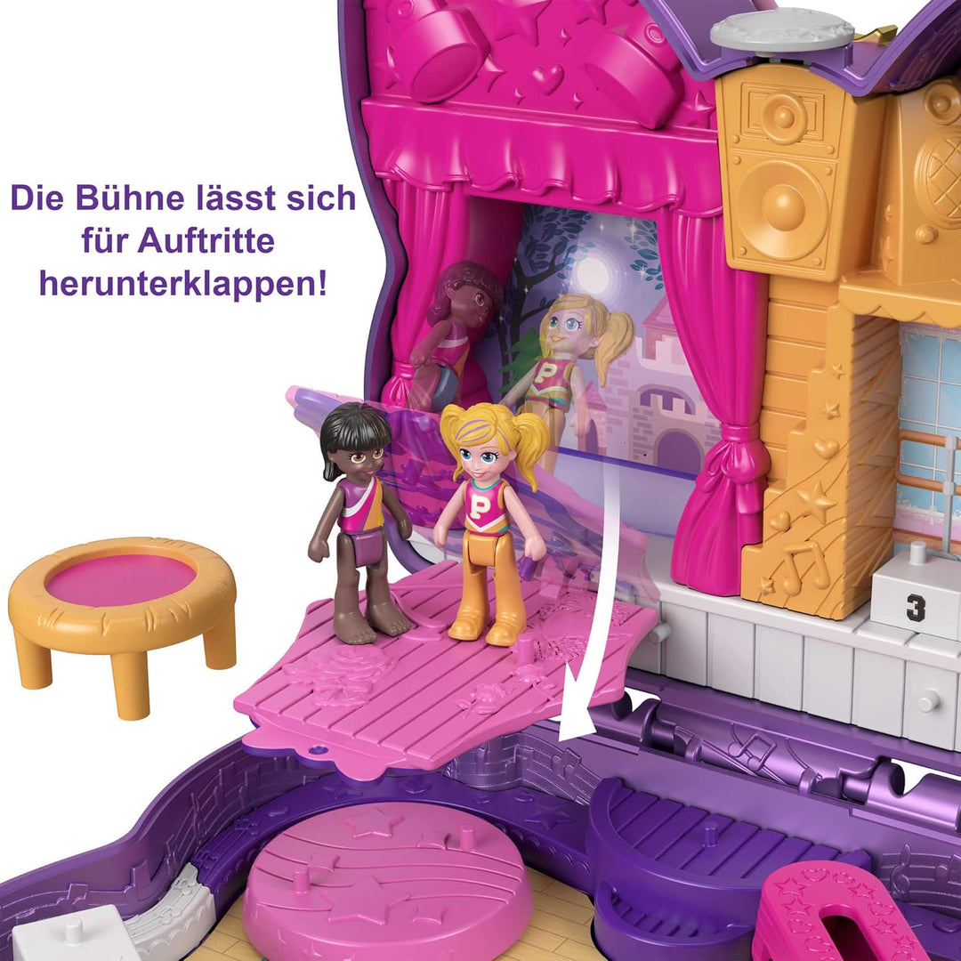 Polly Pocket HCG17 - Glitzerbühne, Tanzthema mit Micro Polly & Freundespuppen, 5 Überraschungen & 12