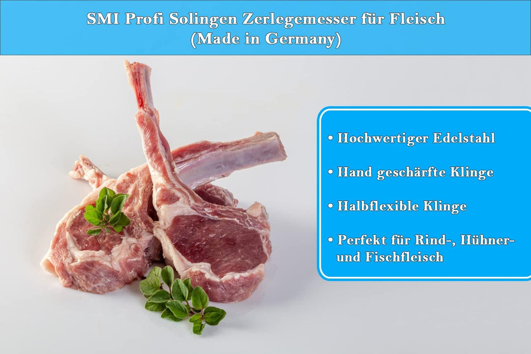 SMI 10 Zoll Schlachtermesser gebogen Solingen Zerlegemesser Metzgermesser Stechmesser Fleischmesser