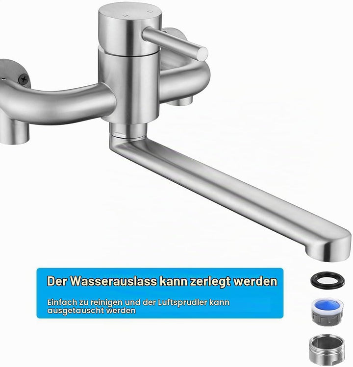 Wasserhahn Wandmontage, Wandarmatur für Küche mit 1/2 Zoll Anschluss nach unten, Wandwasserhahn mit