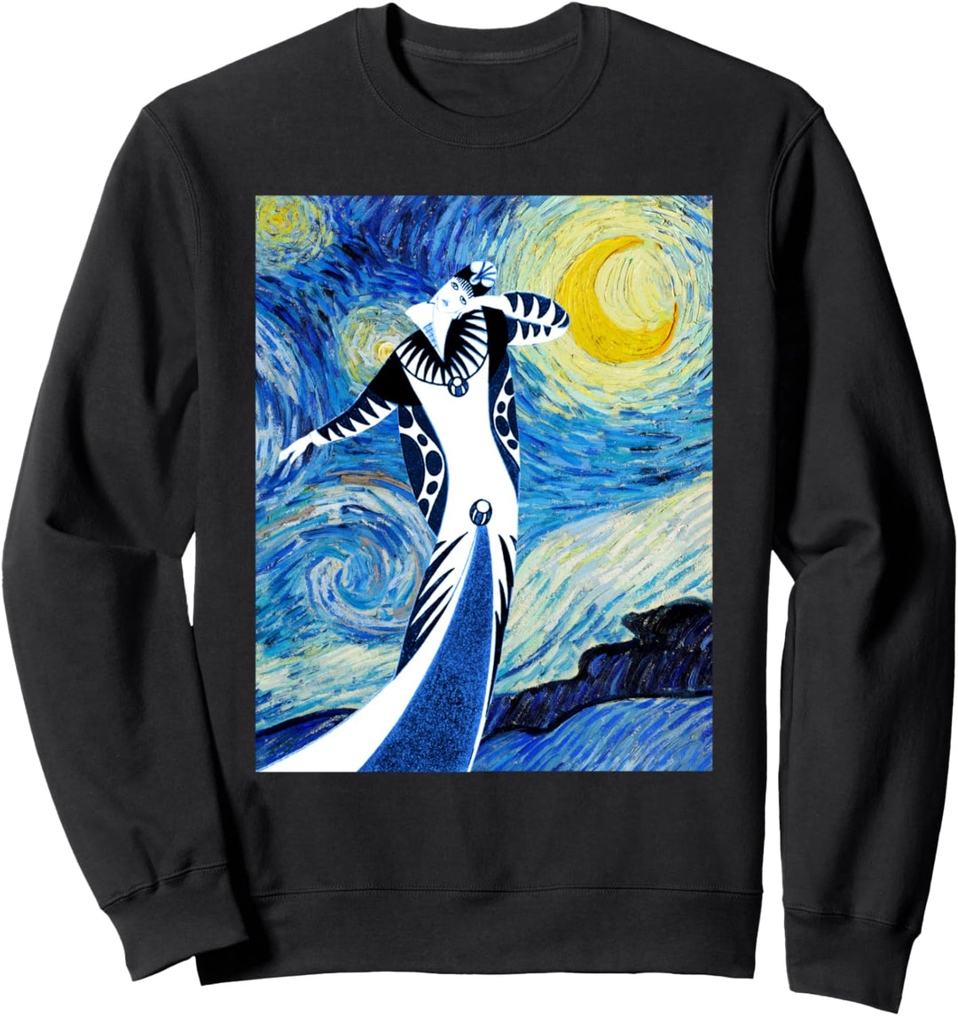 Van Gogh Starry Night Vintage Art Deco Fashion Illustration Sweatshirt
