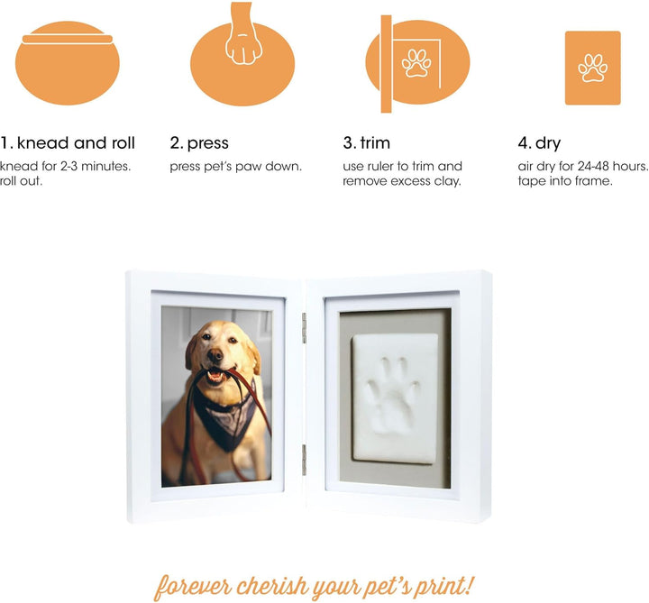 Pearhead Pet Pawprints Desk Picture Frame and Imprint Kit, No Mess Pet Paw Print Frame, Keepsake Mem