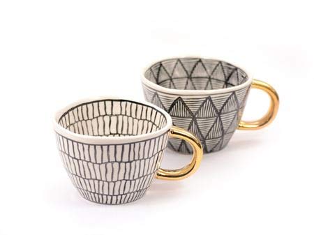 Cha Cult Becher Lalia Keramik mit Goldhenkel 2 Fach, 0,2 l