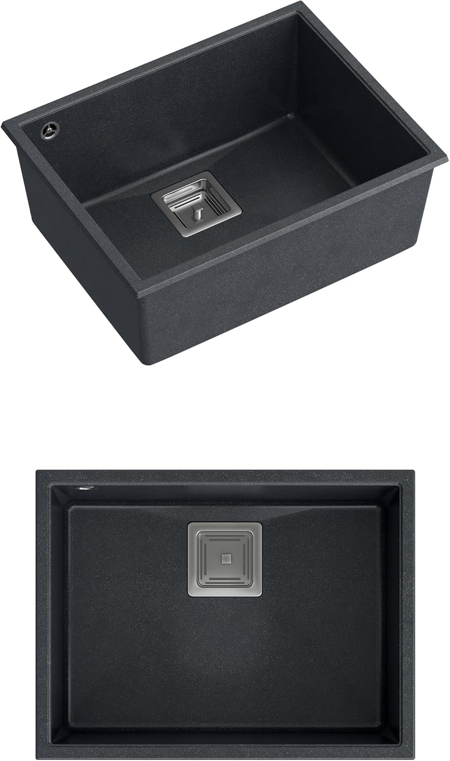 QUADRON | DAVID 50 | Granitspüle | Masse: 55 x 42 x 22,5 cm | 1-Kammer-Unterbauspüle | Schrankunterb