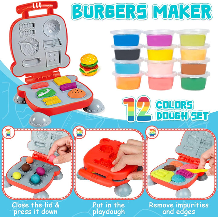Knetwerkzeug, Knete Zubehör Kitchen Creations Spielset mit 12 Dosen, Knete Eismaschine Nudelmaschine