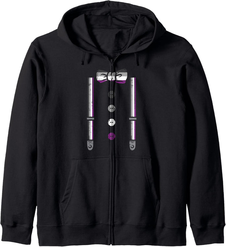 Suspenders Bow Tie LGBTQ Asexual Flag Ace Pride Ally Men Kapuzenjacke