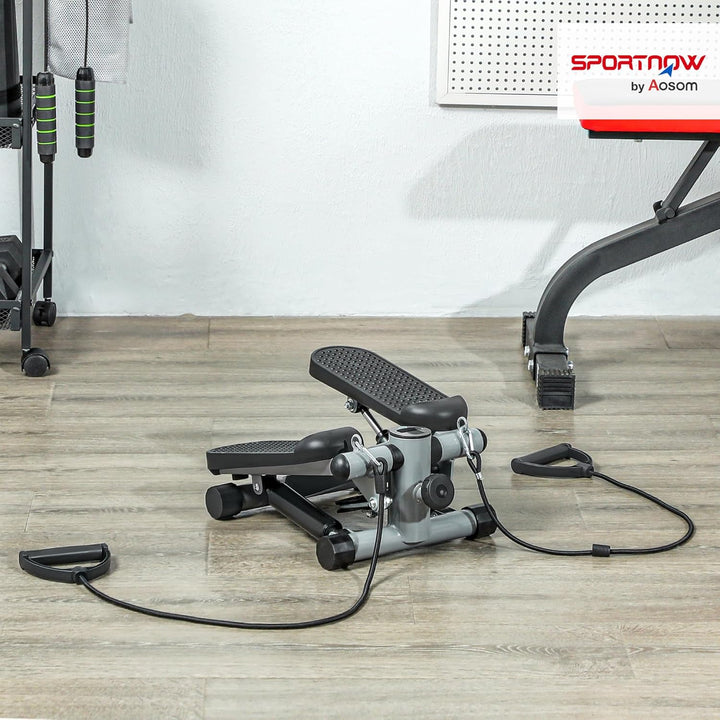 SPORTNOW 2 in 1 Mini-Stepper für Zuhause mit LCD-Display, Stepper Hometrainer mit Power Ropes, Up-Do
