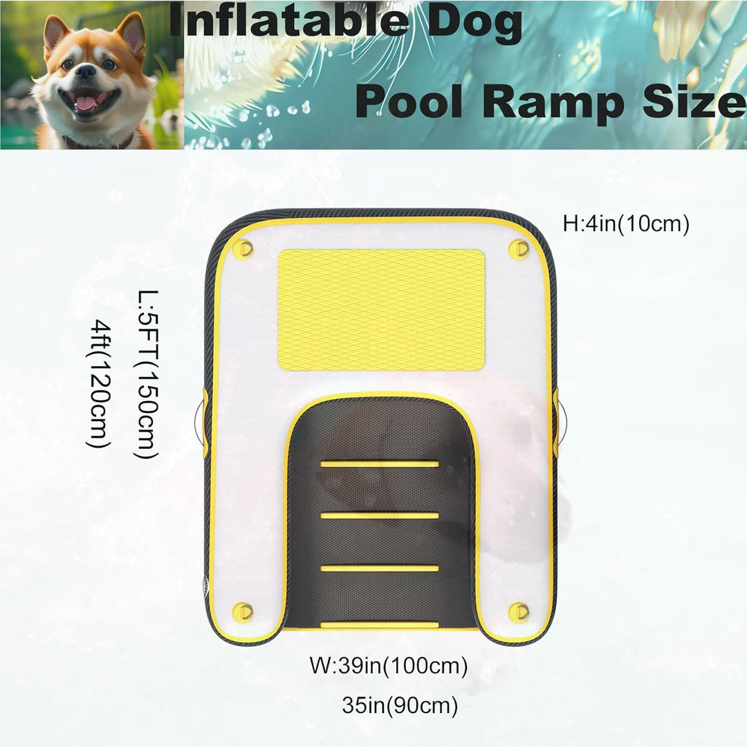 HEYLIFE Aufblasbare Hunderampe, schwimmende Dock, Wasserflossleiter für Pool, bis zu 100 kg, Gelb, 1