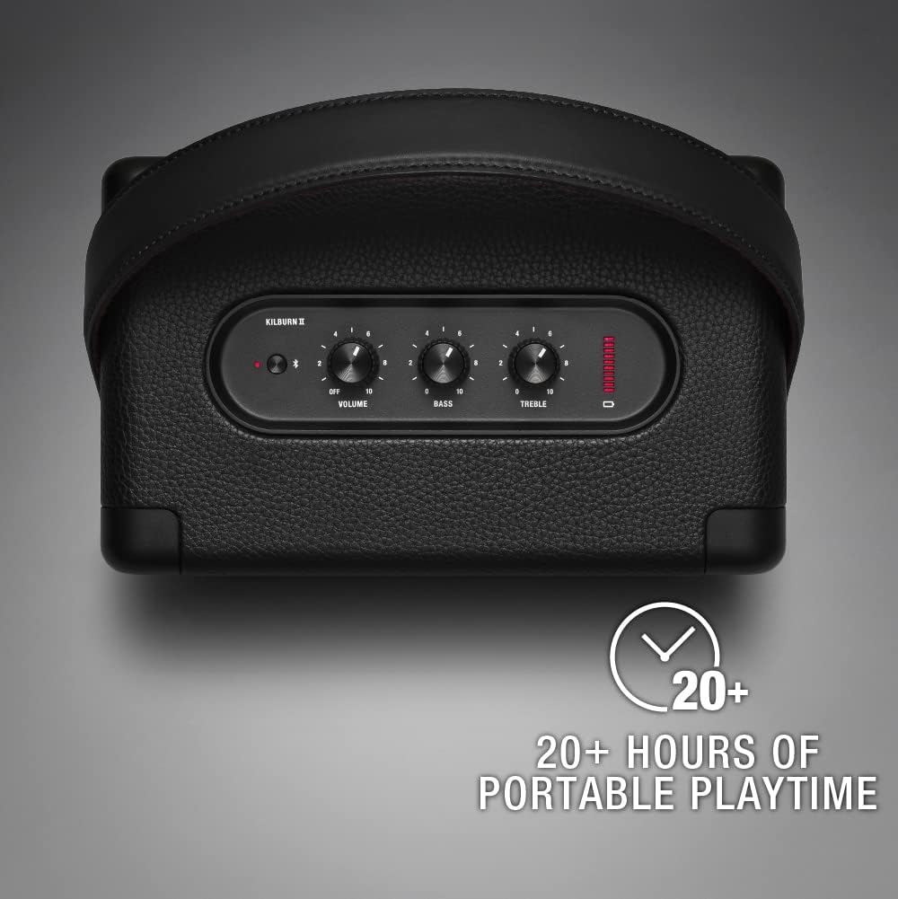 Marshall Kilburn II Bluetooth Tragbarer Lautsprecher, Kabelloser, Wasserabweisend - Schwarz, EU Schw