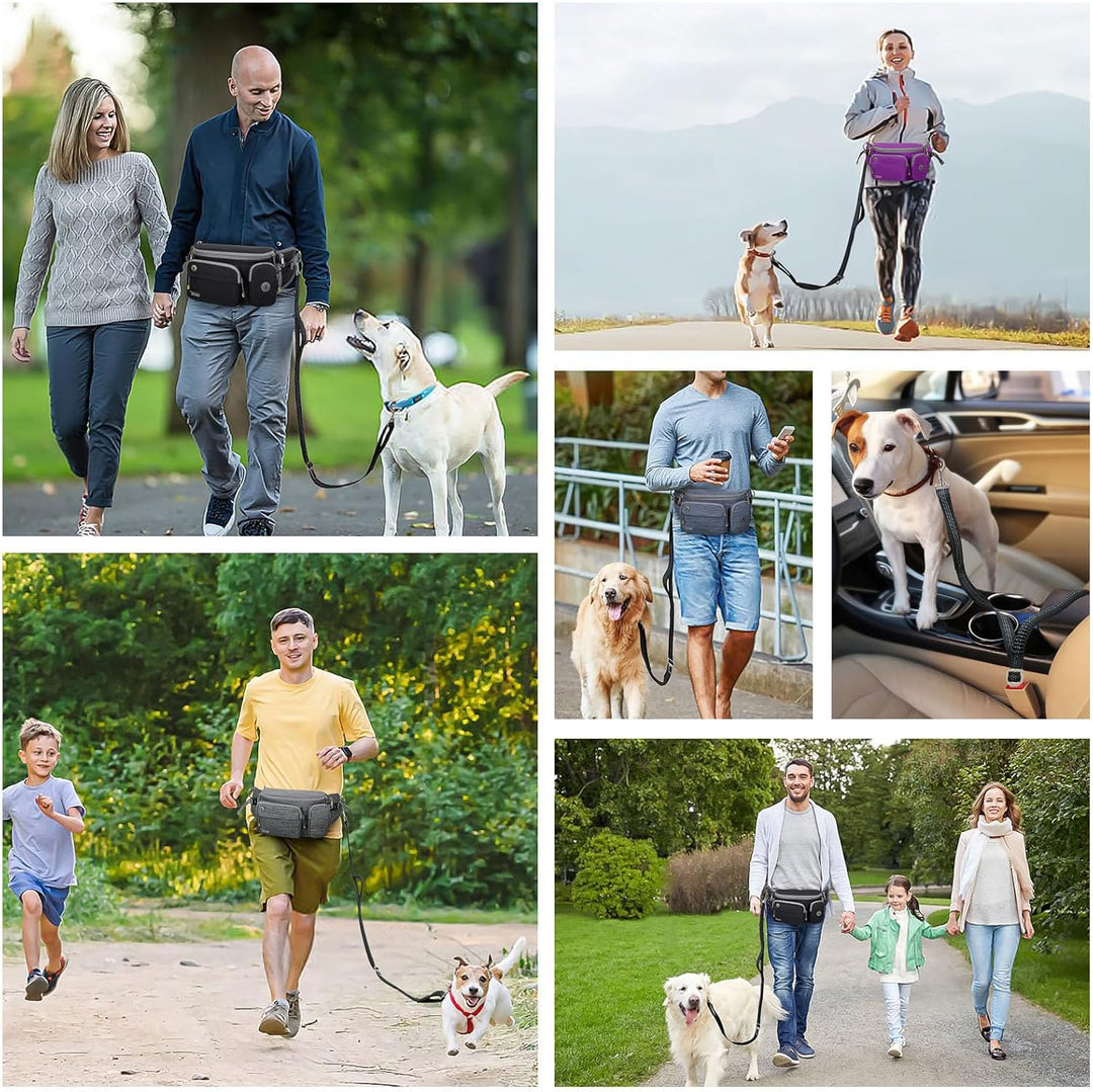 TUDEQU Hand Free Dog Leash with Waist Pack DUNKELGRAU, DUNKELGRAU