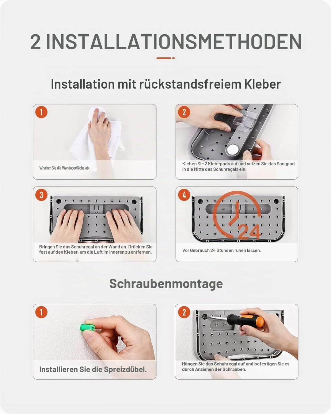 Baffect Schuhhalter faltbar Wand montiert 4 Stücke, Schuhregal Klappschuhregal Hängeregal für Schuhe