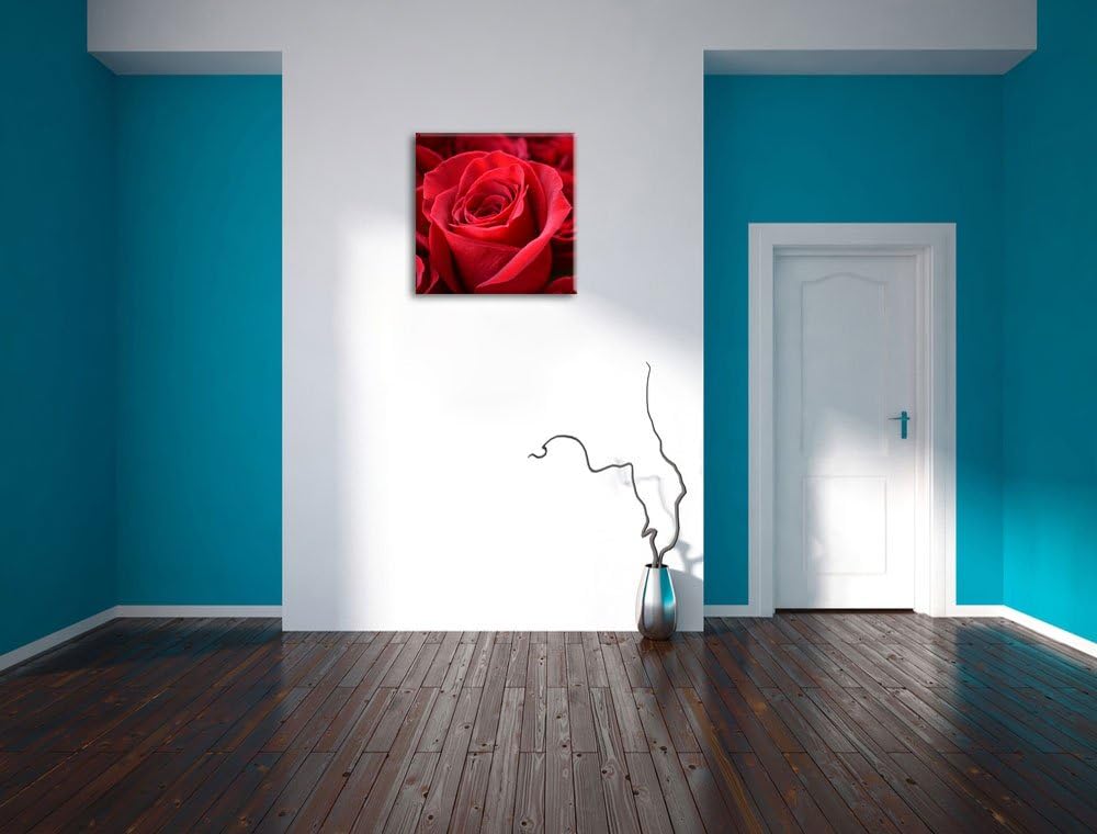Romantische Rosen, Format: 70x70 auf Leinwand, XXL riesige Bilder fertig gerahmt mit Keilrahmen, Kun