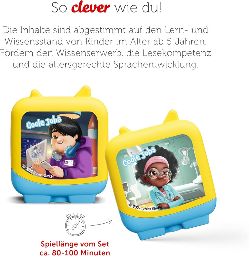 tonies Clever 4er Set Coole Jobs für Deine Toniebox, Wissens-Hörspiel für Kinder ab 5 Jahren, Spielz