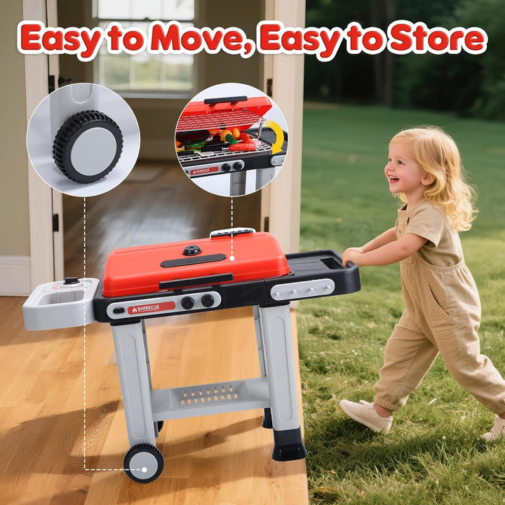 CUTE STONE BBQ Grillspielzeug für Kinder mit farbwechselndem Spielessen, brutzelnden Geräuschen & Li