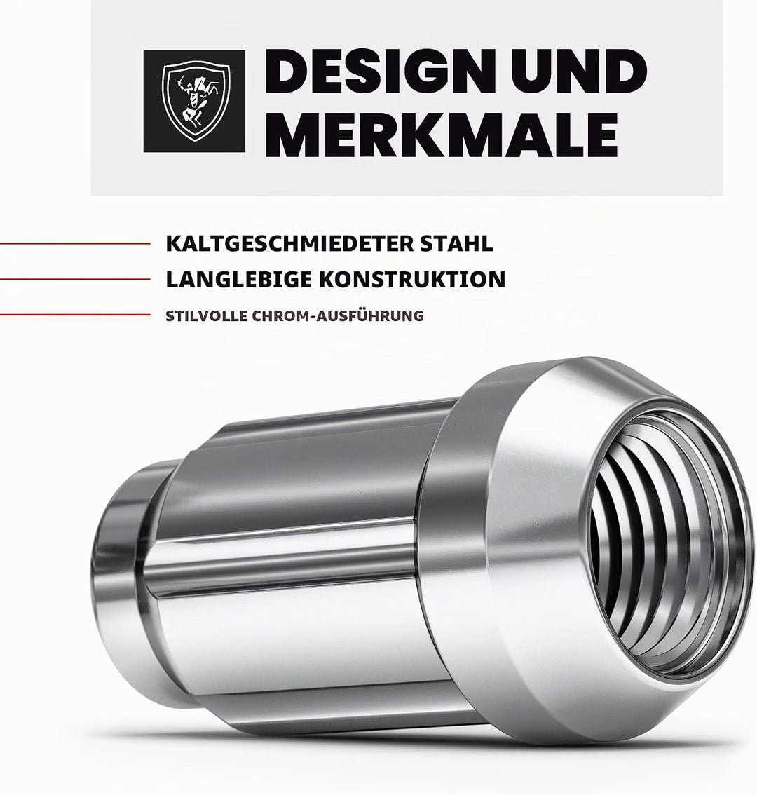 White Knight 3806–20AM Chrom M12 x 1,25 Vielzahn Radmutter mit Schlüssel, 20 Stück 20er-Pack chrome