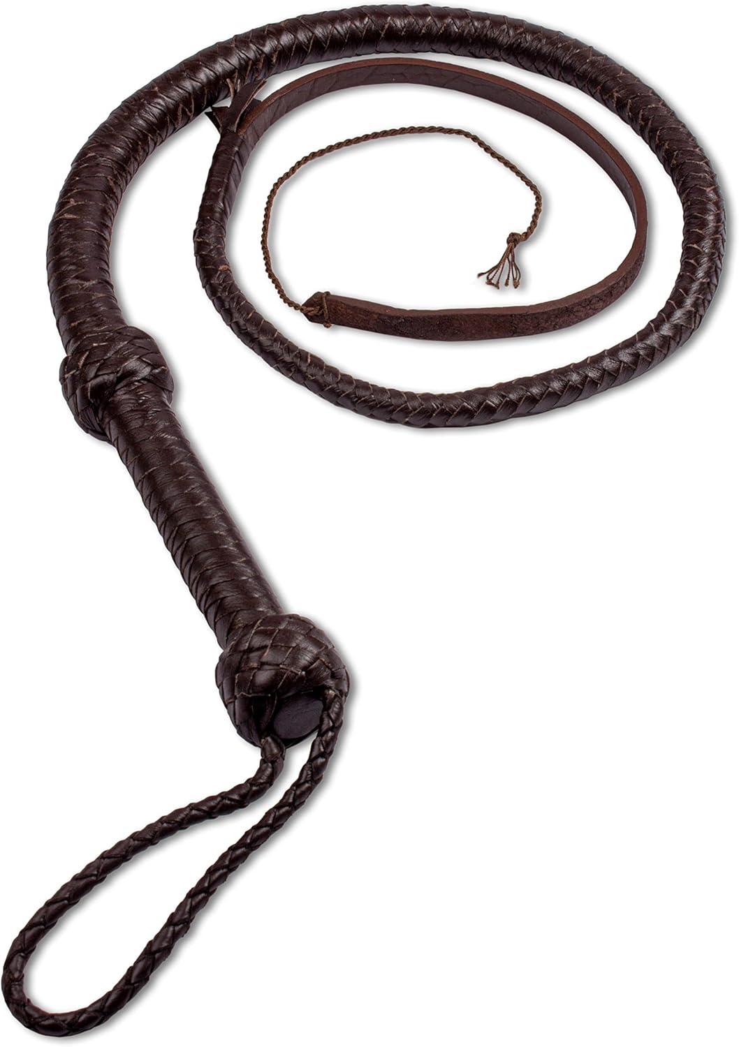 HADZAM Indiana Jones Peitsche, 3 m, 12 Zöpfe aus echtem Rindsleder, Seilkern, BullWhip, viele Farben