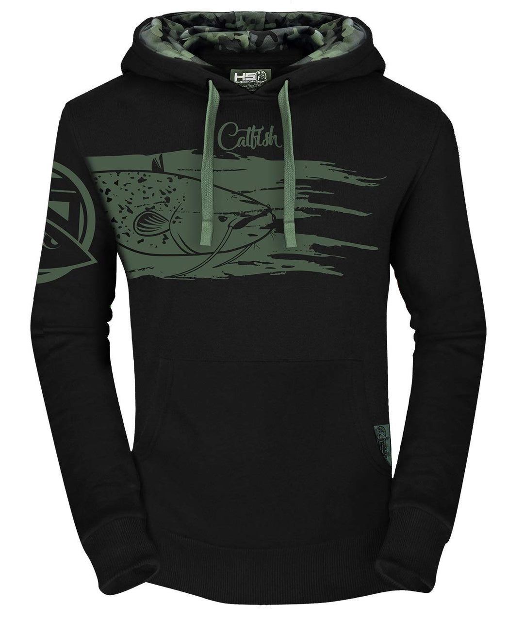 HOTSPOT DESIGN Hoodie Catfish, Schwarz, mit Tarndetail L Schwarz, L Schwarz