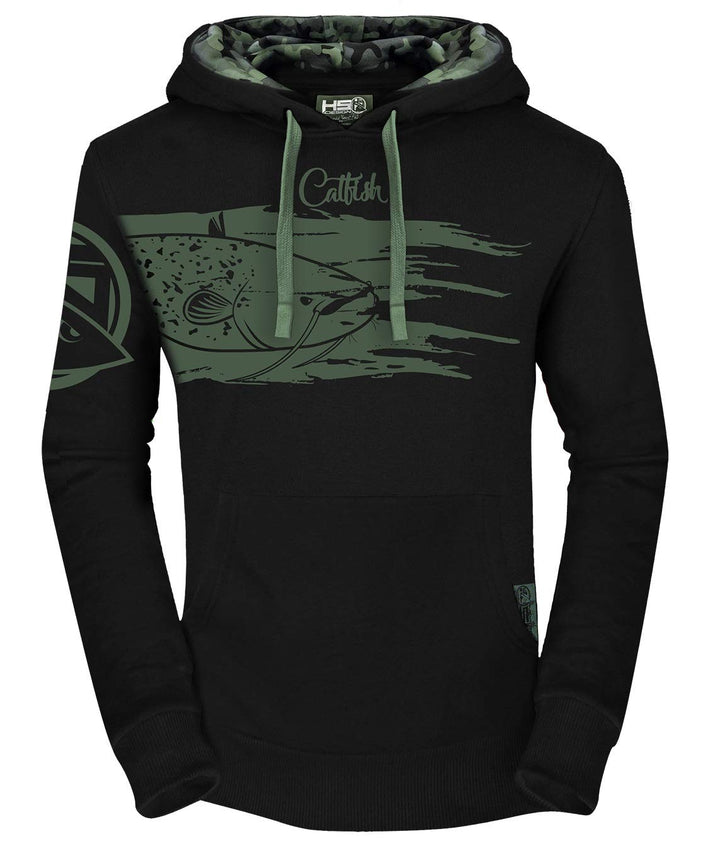 HOTSPOT DESIGN Hoodie Catfish, Schwarz, mit Tarndetail XL Schwarz, XL Schwarz