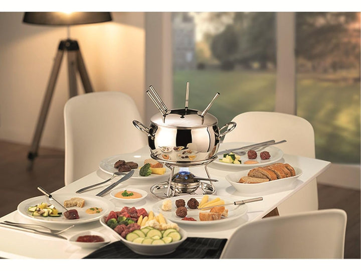 APS Fondue- und Feuerzangenbowle Set, Zuckerzange, Feuerzange, Fondue-Topf, Edelstahldeckel, hochgla