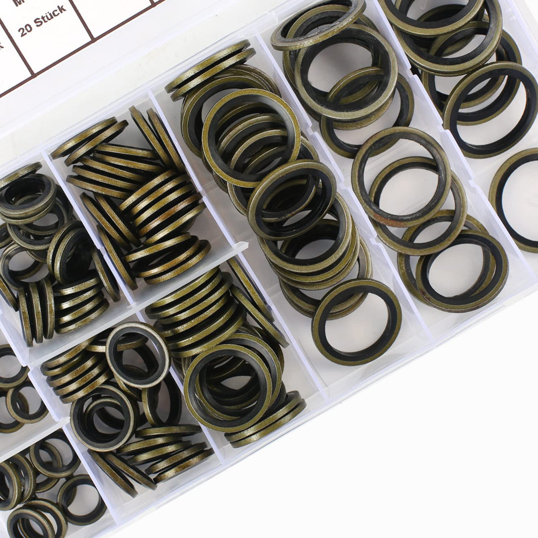 MaxAwe 150 Stk M6-M24 Hydraulik Dichtringe mit Gummilippe, Ölablassschrauben Bonded Seals, Dichtungs