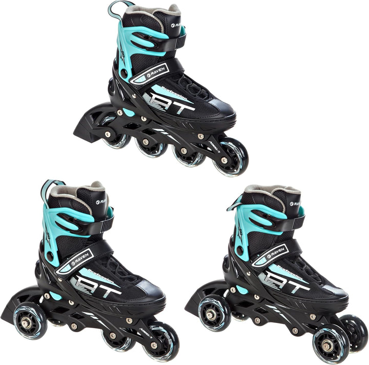 RAVEN Profession 3in1 Inlineskates Triskates Rollschuhe Inliner für Kinder und Erwachsene verstellba