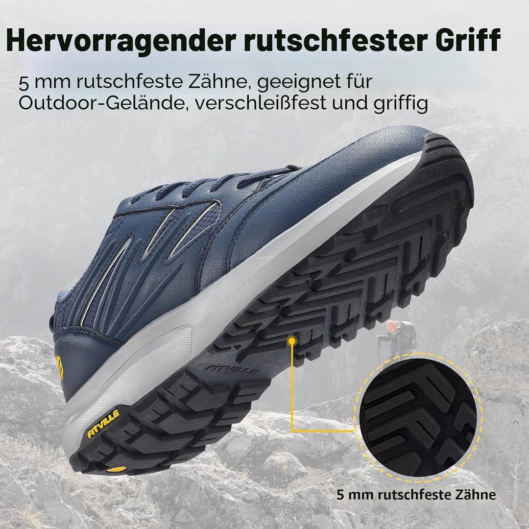 FitVille Extra Weit Wanderschuhe Herren Wasserdicht Wanderhalbschuhe rutschfest Trekkingschuhe für A