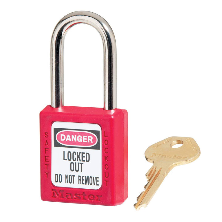 Master Lock 410RED Thermoplastisches Sicherheitsvorhängeschloss für Mechanische Verriegelungen, Rot,