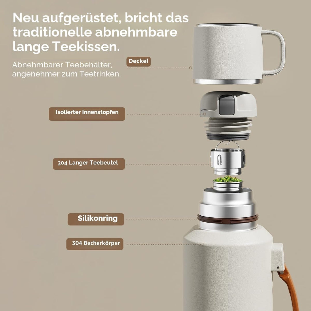 Simcat 1000ml Thermoskanne Thermosflasche 316 Edelstahl, Edelstahl Trinkflasche (hält 24 Stunden), T