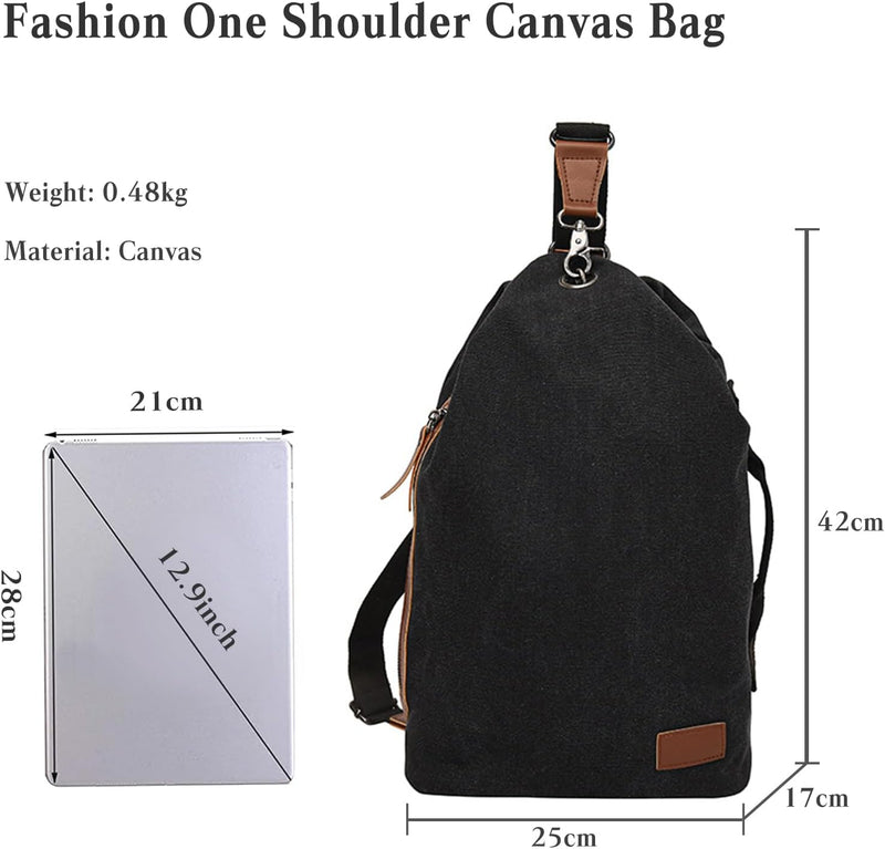 CORIOS Unisex Brusttasche Sling Rucksack Herren Damen Canvas Schultertasche Leicht Crossbody Umhänge