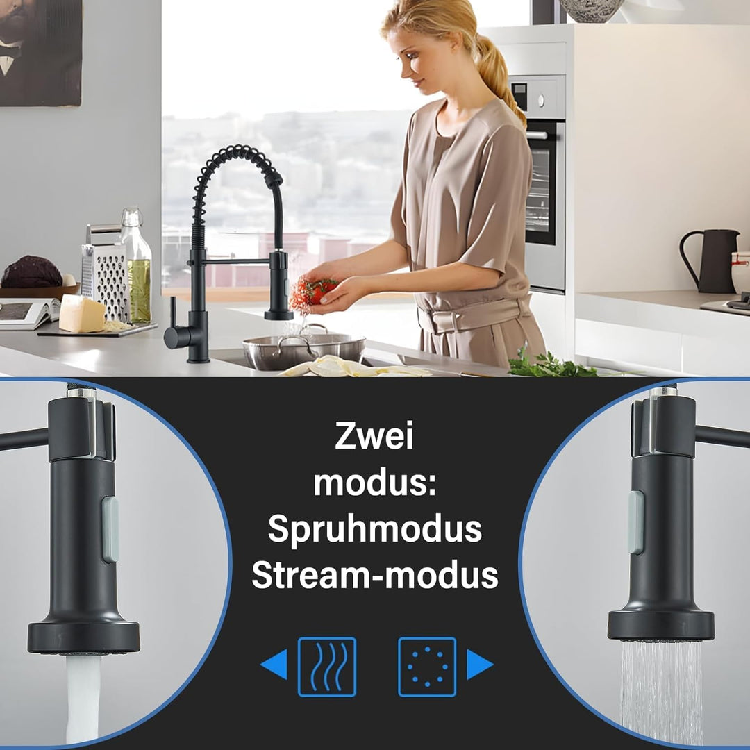 Onyzpily Schwarz Niederdruck Küchenarmatur 360 ° Drehung Einhebelmischer Wasserhahn küche Spültischa