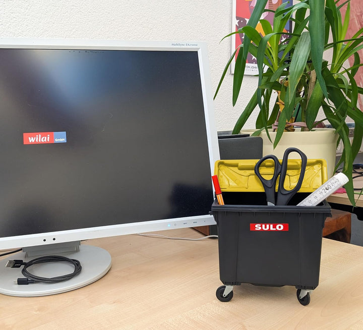 Sulo Mini Mülltonne Container 1100L Nachbildung | Tisch-Mülleimer Klein | Desktop Büro Schreibtisch