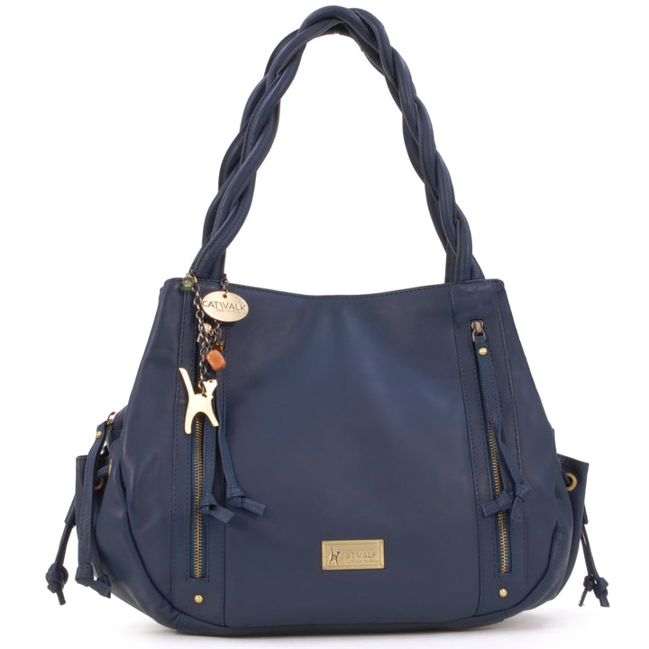 Catwalk Collection Handbags - Leder - Umhängetasche/Shopper/Tote - CAZ Blau, Blau