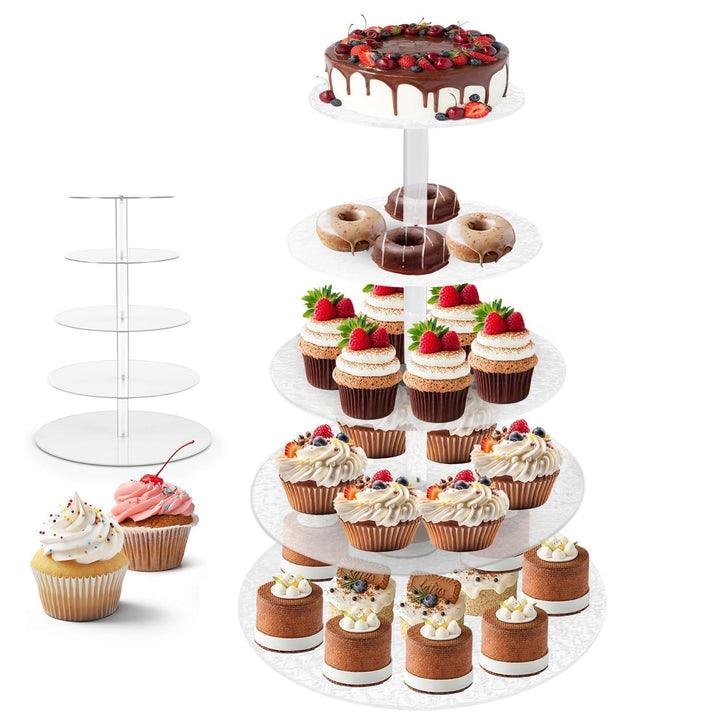 Cupcake-Ständer mit 5 Etagen, Acryl, runder Turm, Kuchenhalter, gestufter Dessertbaum, Turmständer,
